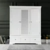 Florence White Painted 3 Door Wardrobe With Mirror