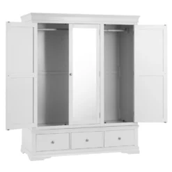 Florence White Painted 3 Door Wardrobe With Mirror -Furniture Specialty Store sw twr white 3