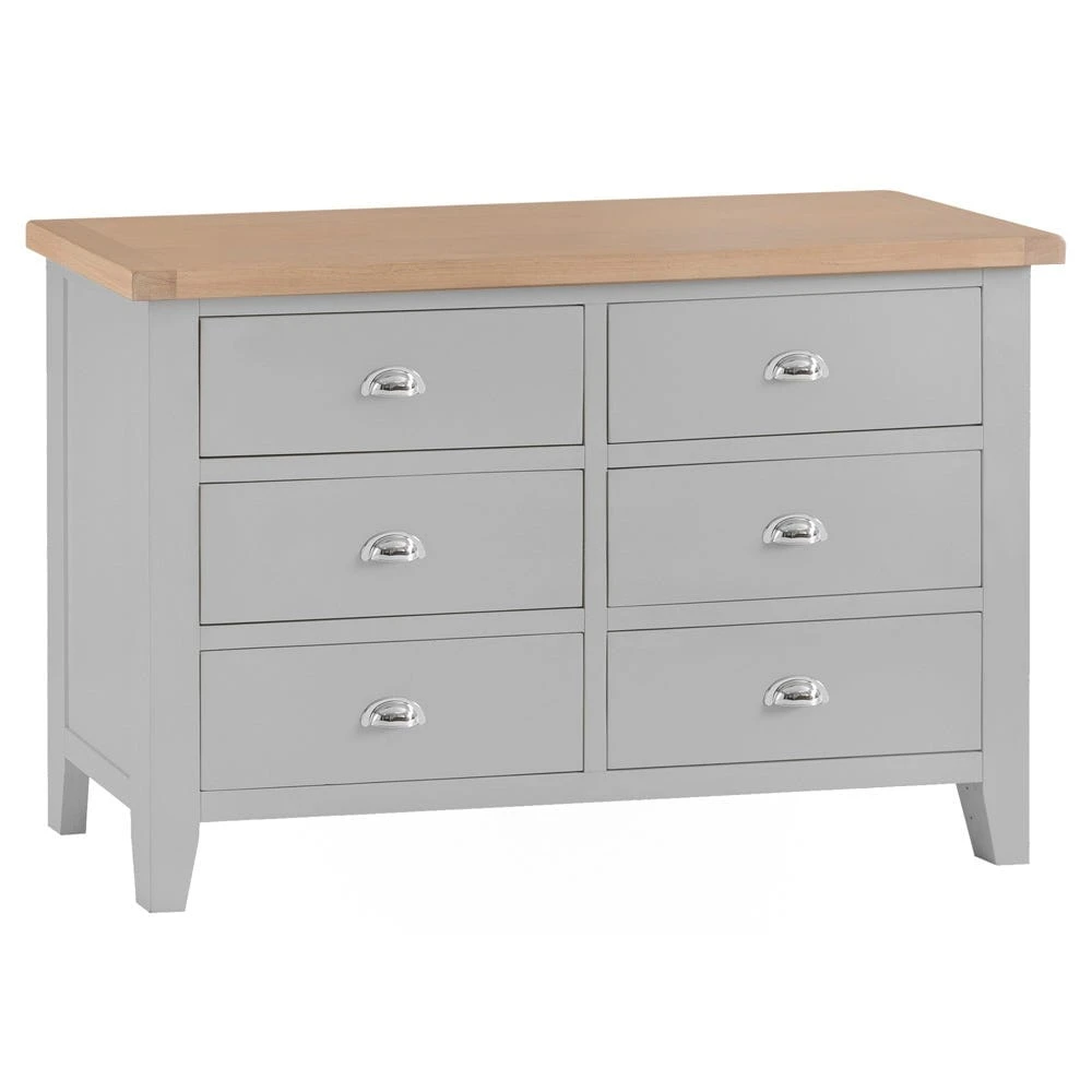 Suffolk Grey Painted Oak Chest Of 6 Drawers 2 Suffolk Grey Painted Oak Chest Of 6 Drawers - Image 2