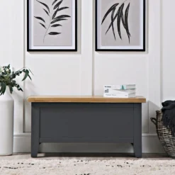 Suffolk Midnight Grey Painted Oak Blanket Box