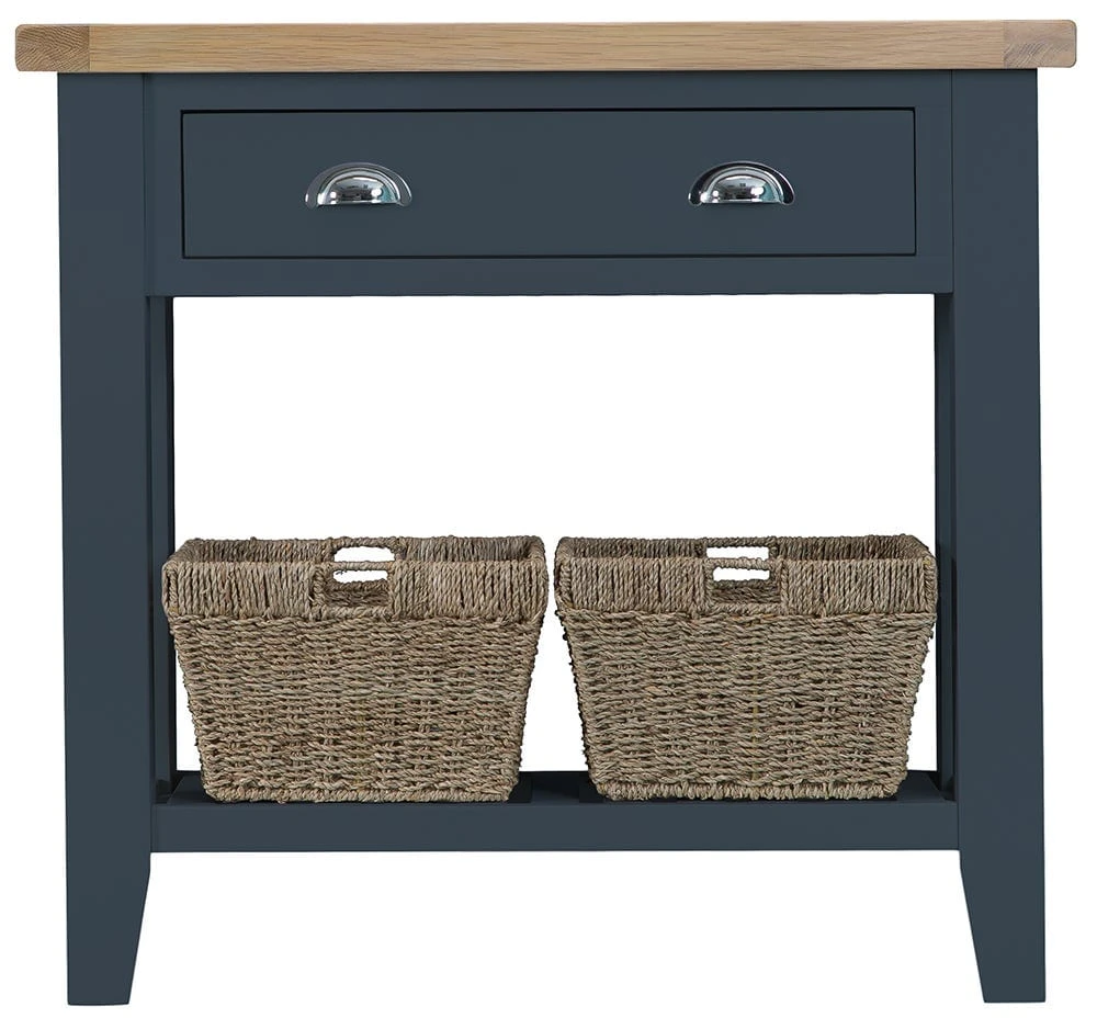 Suffolk Midnight Grey Painted Oak Console Table With Wicker Baskets 7 Suffolk Midnight Grey Painted Oak Console Table With Wicker Baskets - Image 7