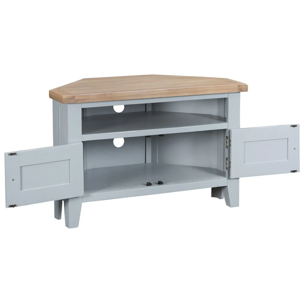 Suffolk Grey Painted Oak Corner TV Unit 2 Suffolk Grey Painted Oak Corner TV Unit - Image 2