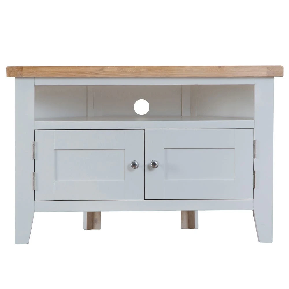 Suffolk Grey Painted Oak Corner TV Unit 7 Suffolk Grey Painted Oak Corner TV Unit - Image 7