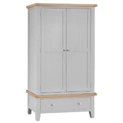 Suffolk Grey Painted Oak 2 Door Wardrobe With Drawer