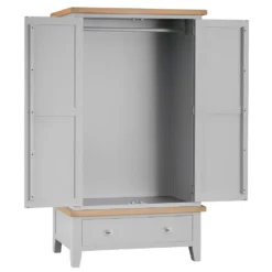Suffolk Grey Painted Oak 2 Door Wardrobe With Drawer 13 Suffolk Grey Painted Oak 2 Door Wardrobe With Drawer -Furniture Specialty Store tt l2dr grey 2