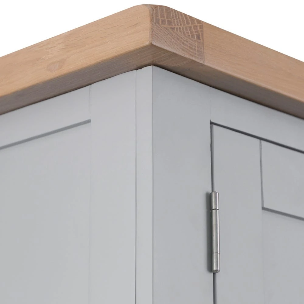Suffolk Grey Painted Oak 2 Door Wardrobe With Drawer 7 Suffolk Grey Painted Oak 2 Door Wardrobe With Drawer - Image 7
