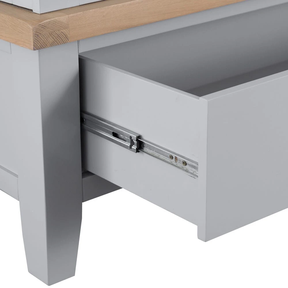 Suffolk Grey Painted Oak 2 Door Wardrobe With Drawer 9 Suffolk Grey Painted Oak 2 Door Wardrobe With Drawer - Image 9