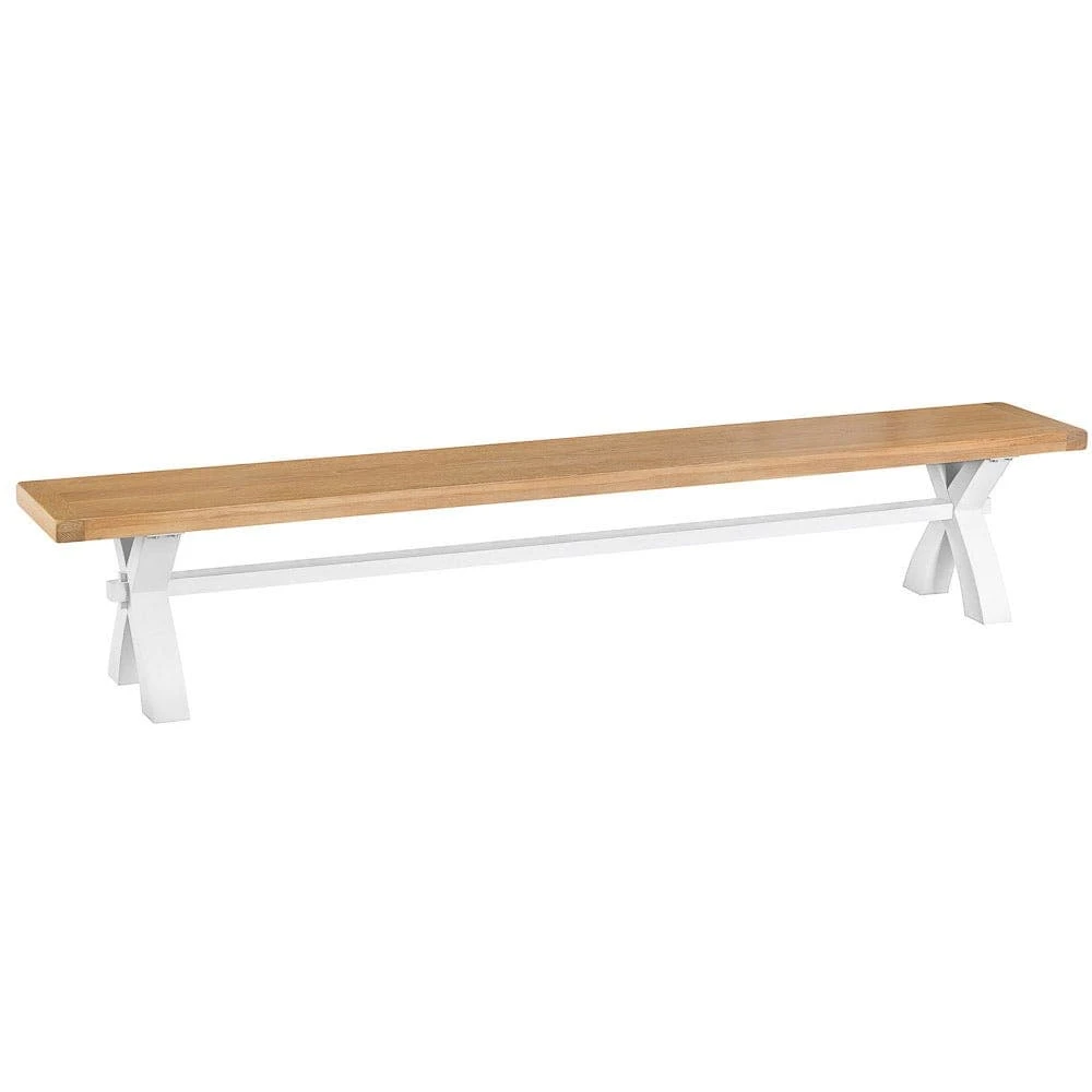 Suffolk White Painted Oak Large Cross Bench 1 Suffolk White Painted Oak Large Cross Bench