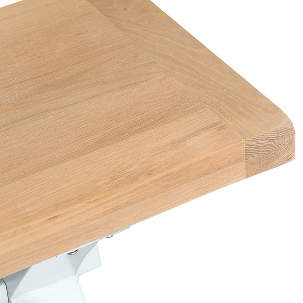 Suffolk White Painted Oak Large Cross Bench 3 Suffolk White Painted Oak Large Cross Bench - Image 3