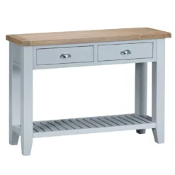 Suffolk Grey Painted Oak Large Console Table With Wicker Baskets 14 Suffolk Grey Painted Oak Large Console Table With Wicker Baskets -Furniture Specialty Store tt lcon g 3