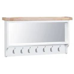 Suffolk White Painted Oak Large Mirrored Coat Rack
