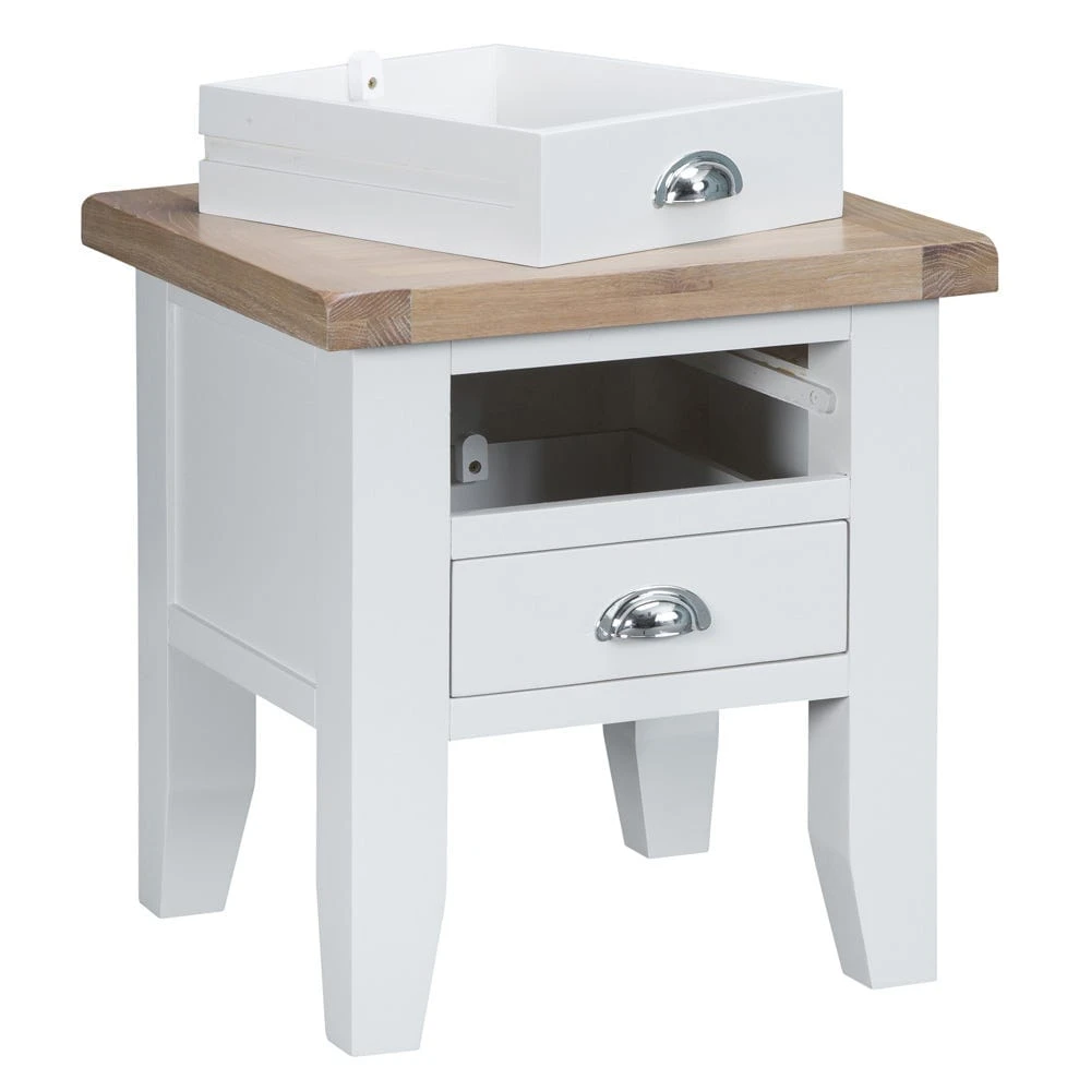 Suffolk White Painted Oak Lamp Table 4 Suffolk White Painted Oak Lamp Table - Image 4