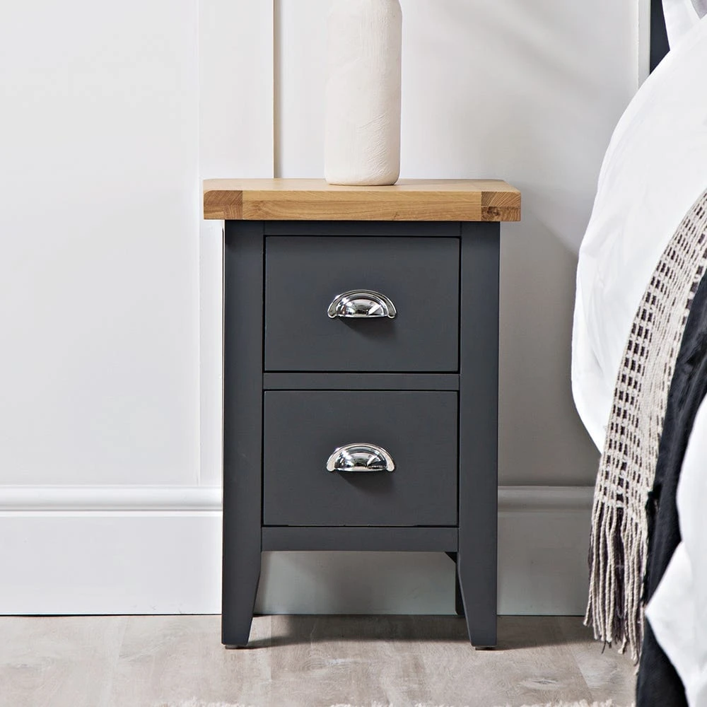 Suffolk Midnight Grey Painted Oak Small Bedside Table 1 Suffolk Midnight Grey Painted Oak Small Bedside Table