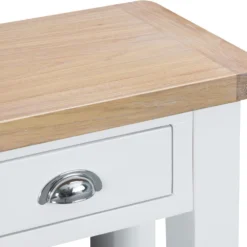 Suffolk White Painted Oak Telephone Table With Wicker Basket -Furniture Specialty Store tt tel wh 3