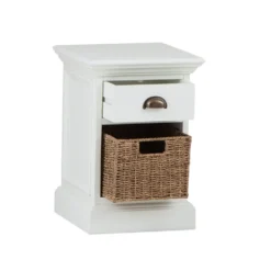 Monaco White Wicker 1 Drawer 1 Wicker Basket Unit -Furniture Specialty Store ww 080 2