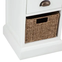 Monaco White Wicker 1 Drawer 1 Wicker Basket Unit -Furniture Specialty Store ww 080 8