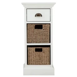 Monaco White Wicker 1 Drawer 2 Wicker Basket Unit -Furniture Specialty Store ww 081 6