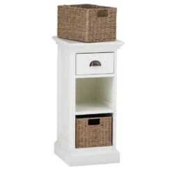 Monaco White Wicker 1 Drawer 2 Wicker Basket Unit -Furniture Specialty Store ww 081 7