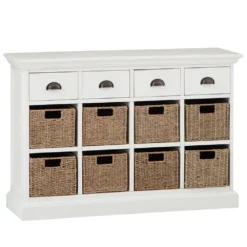 Monaco White Wicker 4 Drawer 8 Wicker Basket Sideboard -Furniture Specialty Store ww 086 1
