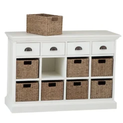Monaco White Wicker 4 Drawer 8 Wicker Basket Sideboard -Furniture Specialty Store ww 086 11