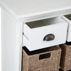 Monaco White Wicker 4 Drawer 8 Wicker Basket Sideboard -Furniture Specialty Store ww 086 3