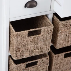 Monaco White Wicker 4 Drawer 8 Wicker Basket Sideboard -Furniture Specialty Store ww 086 4