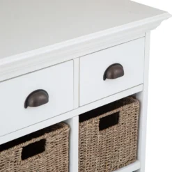 Monaco White Wicker 4 Drawer 8 Wicker Basket Sideboard -Furniture Specialty Store ww 086 7