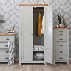 Hampshire Grey Painted Oak Double Wardrobe
